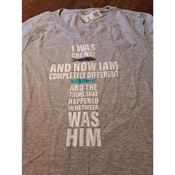 New Small Grey Short Sleeve Religious Pullover Tee Tshirt Shirt Jesus God - Picture 2 of 3